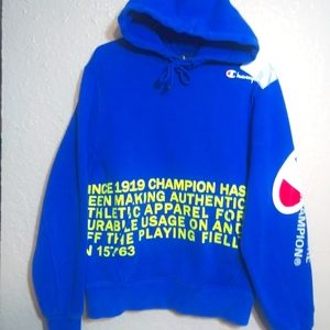 Champion hoodie men small logo print sweater blue